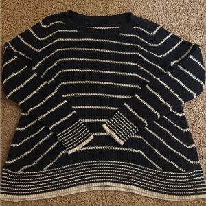 Elegant Black and White Striped Women's Sweater